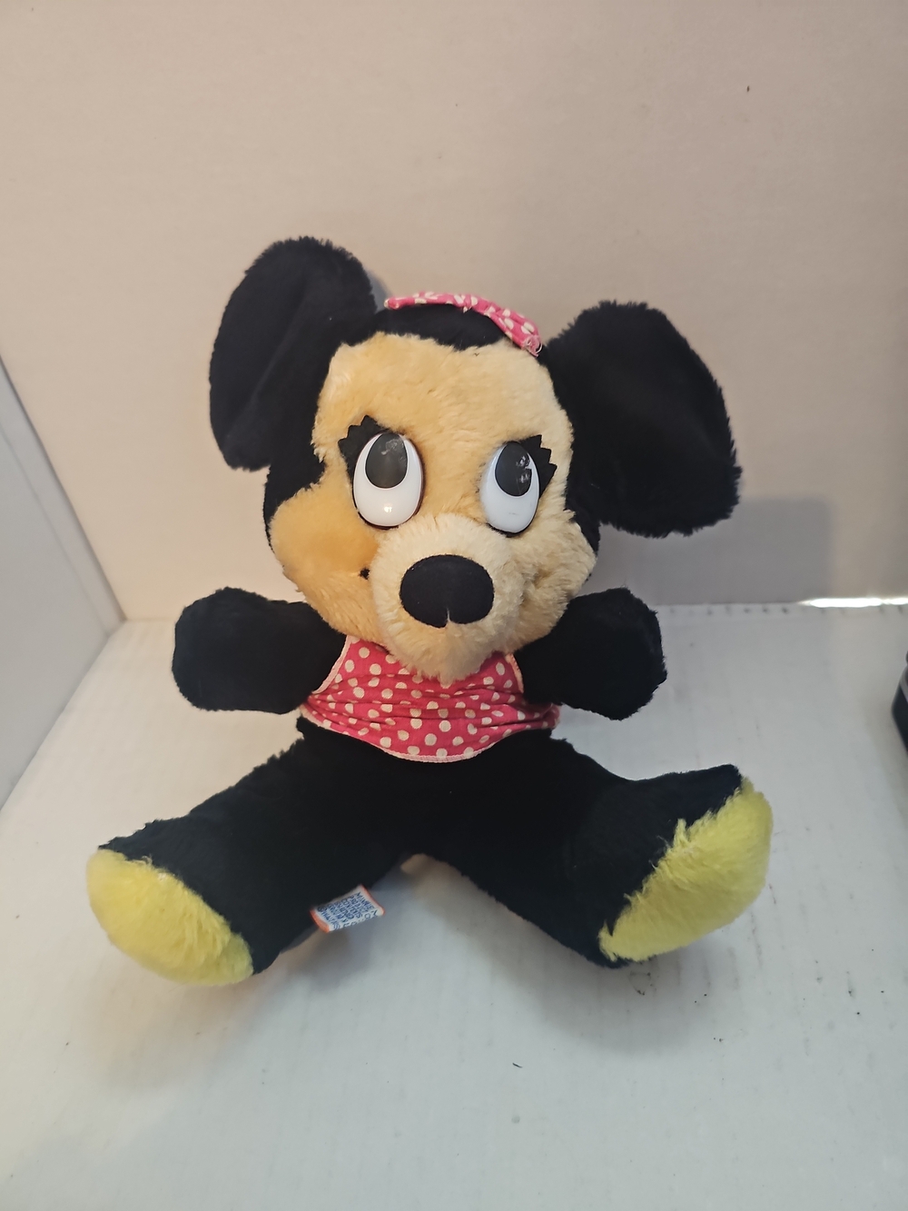 VINTAGE MINNIE MOUSE PLUSH DOLL TOY WALT DISNEY PROD 8" SOFT FUR KOREA